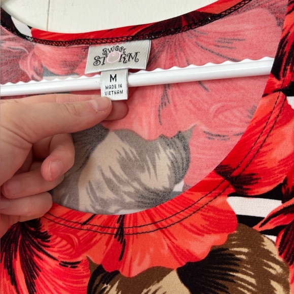 🎉4/30$🎉 Sweet Storm Stripe & Floral Mini Dress - Size M - Picture 2 of 5